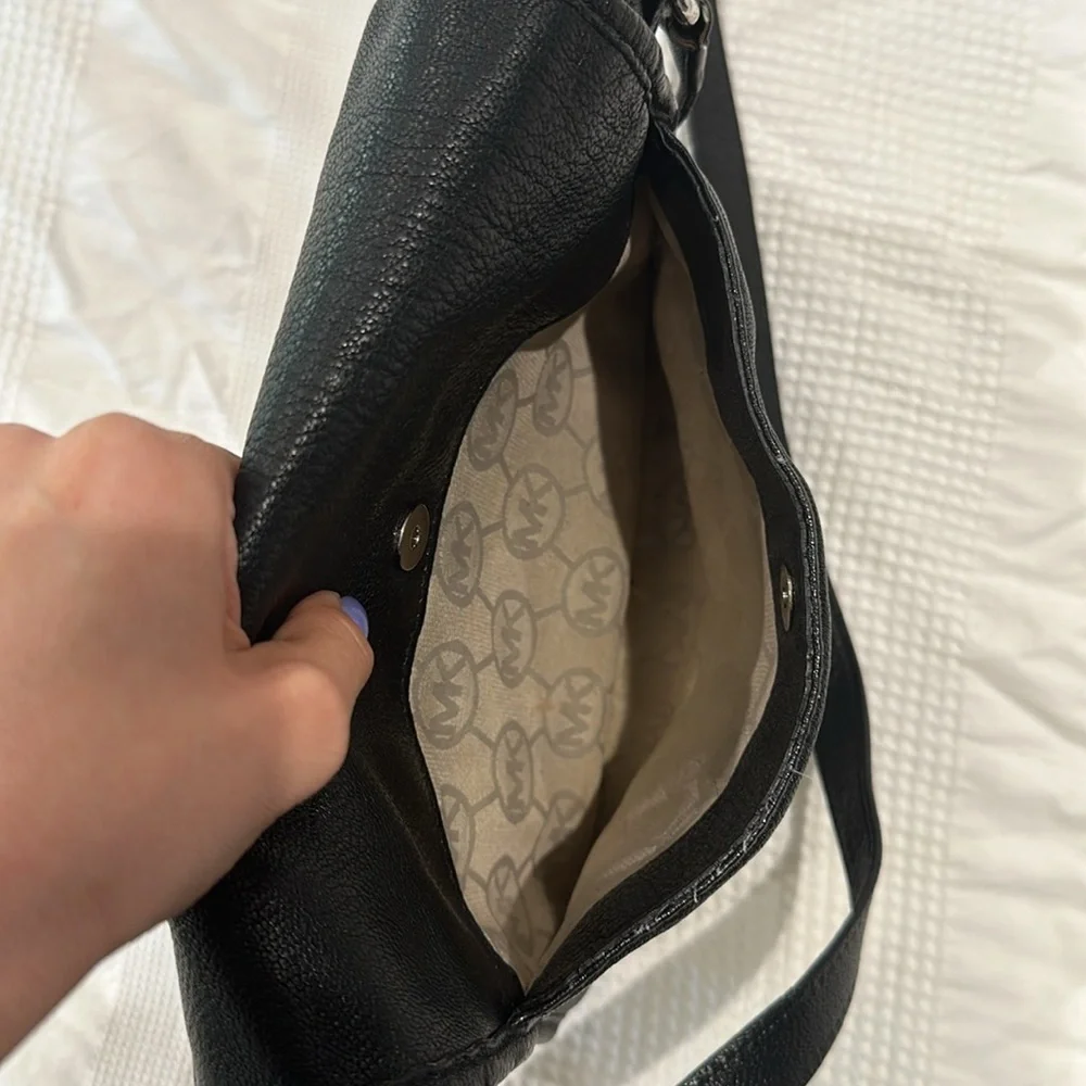Michael Kors black leather shoulder bag